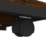 Side Table with Wheels Brown Oak 50x35x55.5cm Engineered Wood - Close-Up Angle