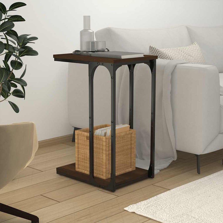 Side Table Brown Oak 40x30x60 cm Engineered Wood