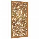 Garden Wall Decoration 105x55 cm Corten Steel Leaf Design - Front View