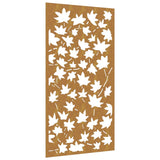 Garden Wall Decoration 105x55 cm Corten Steel Maple Leaf Design - Front View