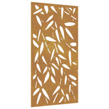 Garden Wall Decoration 105x55 cm Corten Steel Bamboo Leaf Design - Front View