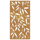 Garden Wall Decoration 105x55 cm Corten Steel Bamboo Leaf Design - Top-Down View