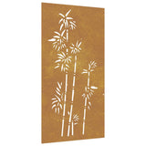 Garden Wall Decoration 105x55 cm Corten Steel Bamboo Design - Front View