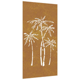 Garden Wall Decoration 105x55 cm Corten Steel Palm Tree Design - Front View