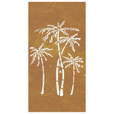 Garden Wall Decoration 105x55 cm Corten Steel Palm Tree Design - Top-Down View