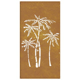 Garden Wall Decoration 105x55 cm Corten Steel Palm Tree Design - 45-Degree Angle