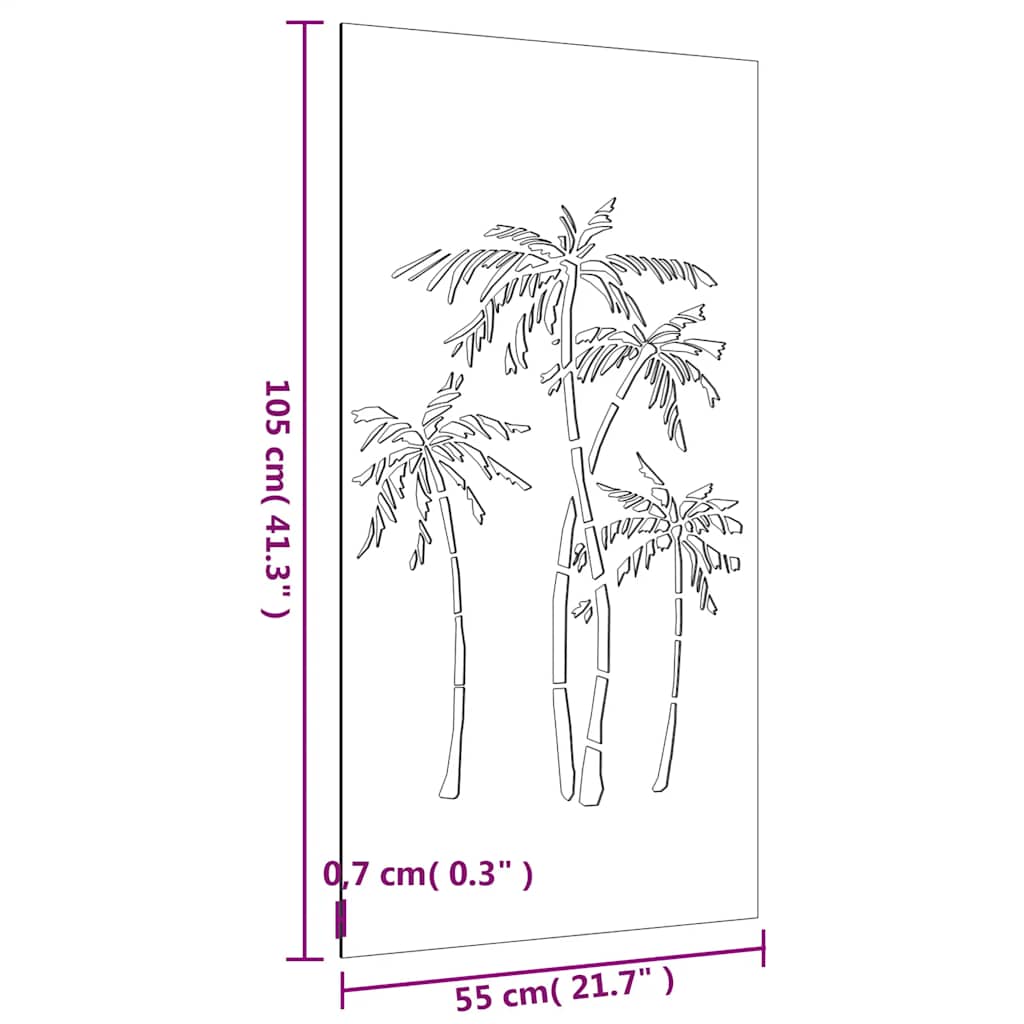 Garden Wall Decoration 105x55 cm Corten Steel Palm Tree Design