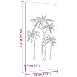 Garden Wall Decoration 105x55 cm Corten Steel Palm Tree Design - Low Angle