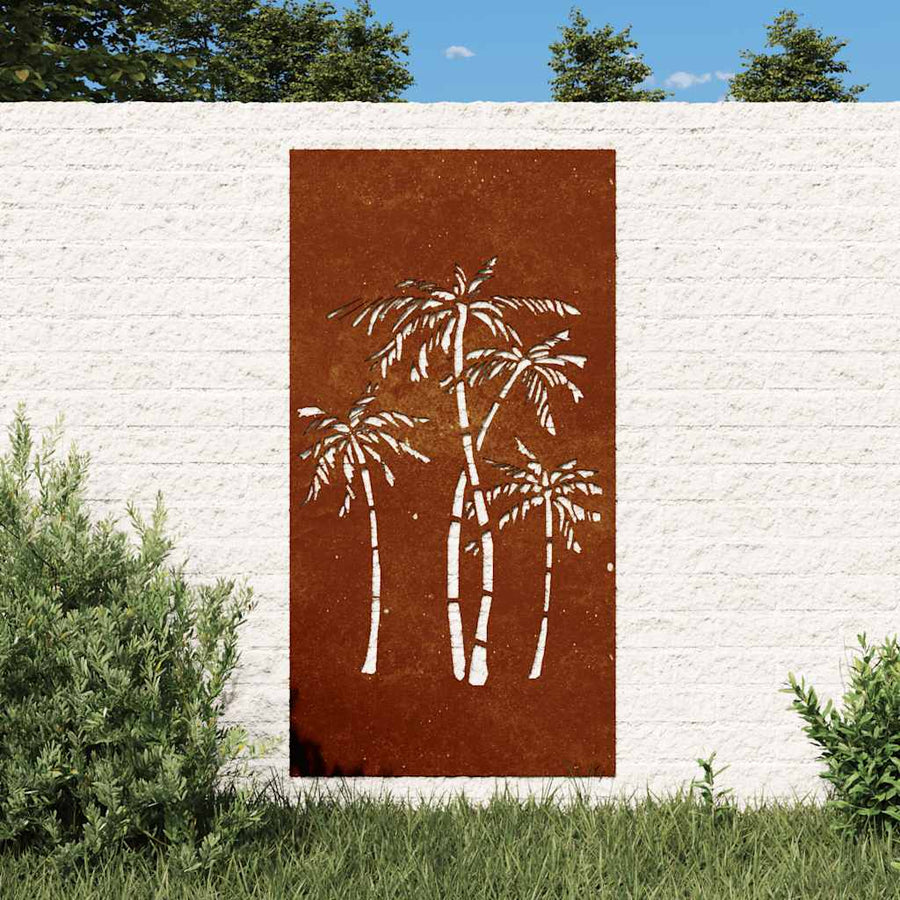 Garden Wall Decoration 105x55 cm Corten Steel Palm Tree Design