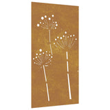 Garden Wall Decoration 105x55 cm Corten Steel Flower Design - Front View