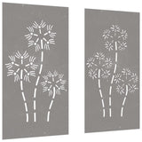 Garden Wall Decorations 2pcs 105x55cm Corten Steel Flower Design - Side View