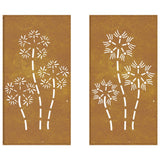 Garden Wall Decorations 2pcs 105x55cm Corten Steel Flower Design - 45-Degree Angle