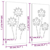 Garden Wall Decorations 2pcs 105x55cm Corten Steel Flower Design - Low Angle