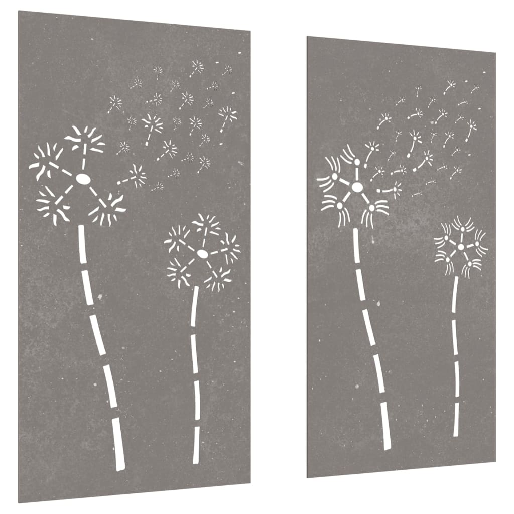 Garden Wall Decorations 2pcs 105x55cm Corten Steel Flower Design