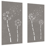 Garden Wall Decorations 2pcs 105x55cm Corten Steel Flower Design