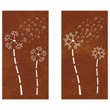 Garden Wall Decorations 2pcs 105x55cm Corten Steel Flower Design