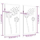 Garden Wall Decorations 2pcs 105x55cm Corten Steel Flower Design