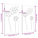 Garden Wall Decorations 2pcs 105x55cm Corten Steel Flower Design - Low Angle