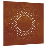 Garden Wall Decoration 55x55 cm Corten Steel Sun Design - Front View