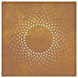 Garden Wall Decoration 55x55 cm Corten Steel Sun Design - 45-Degree Angle