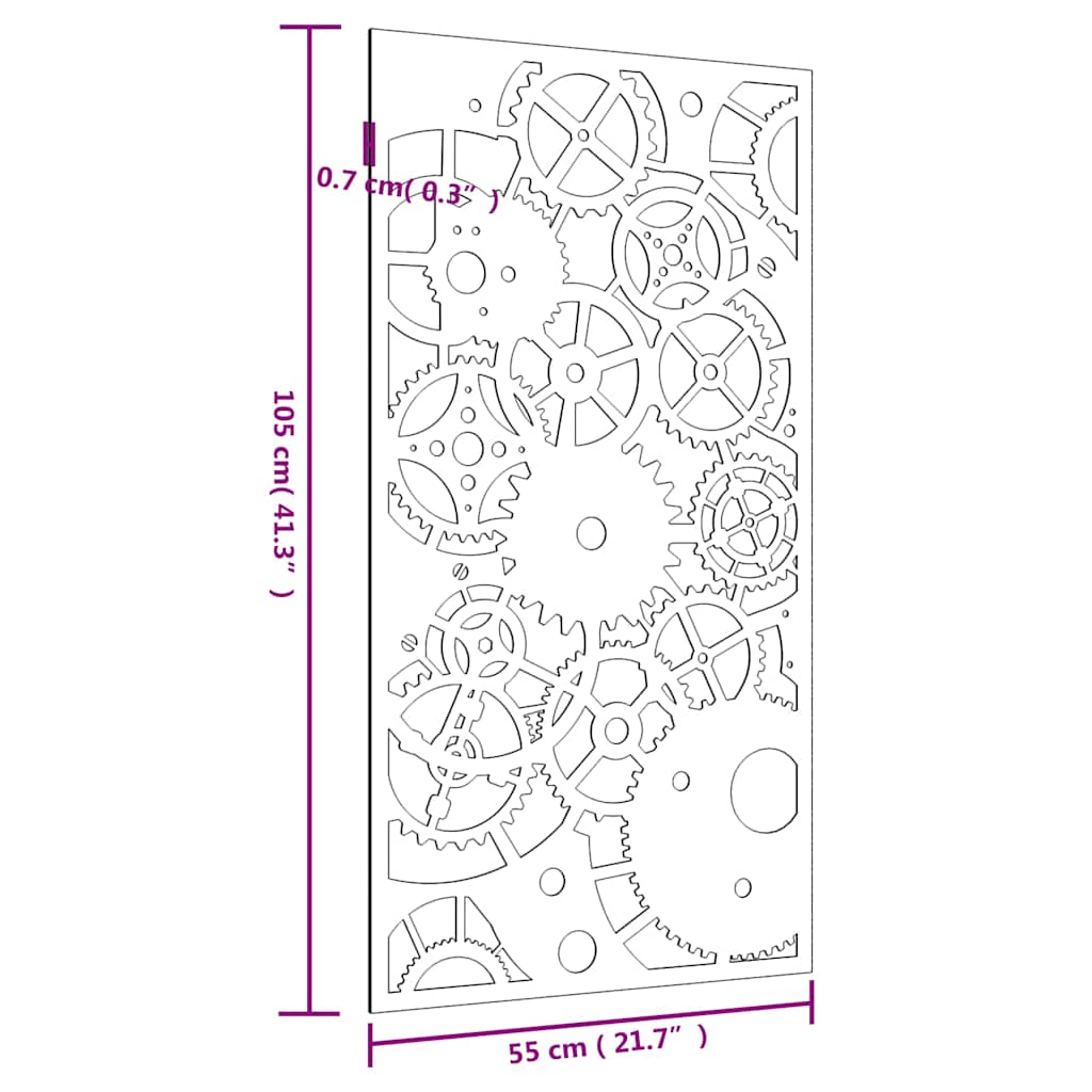 Garden Wall Decoration 105x55 cm Corten Steel Gear Wheel Design