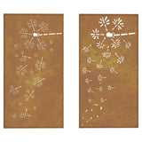 Garden Wall Decorations 2pcs 105x55cm Corten Steel Flower Design
