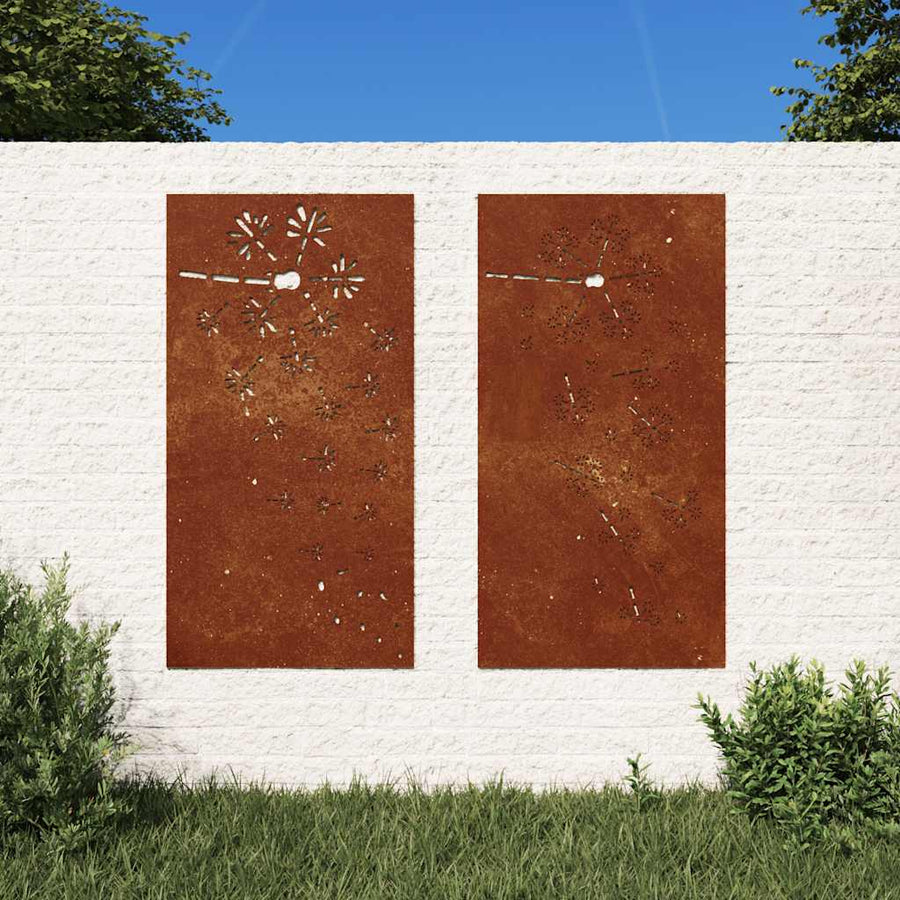 Garden Wall Decorations 2pcs 105x55 cm Flower Design