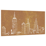 Garden Wall Decoration 105x55 cm Corten Steel Skyline Design - Front View
