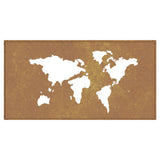 Garden Wall Decoration 105x55 cm Corten Steel World Map Design - 45-Degree Angle