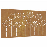 Garden Wall Decoration 105x55 cm Corten Steel Flower Design - Front View