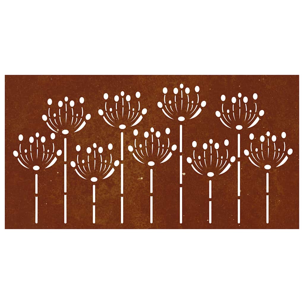 Garden Wall Decoration 105x55 cm Corten Steel Flower Design
