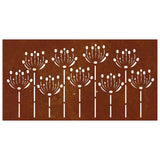 Garden Wall Decoration 105x55 cm Corten Steel Flower Design - Top-Down View
