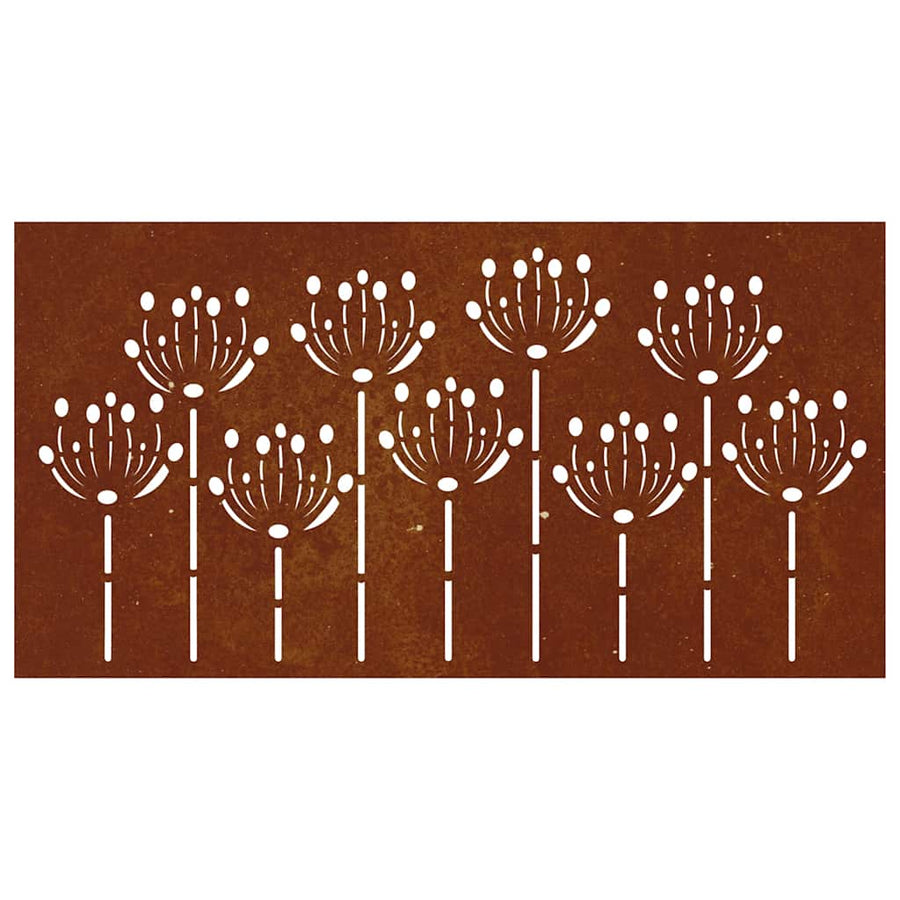 Garden Wall Decoration 105x55 cm Corten Steel Flower Design