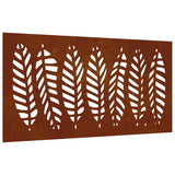 Garden Wall Decoration 105x55 cm Corten Steel Leaf Design - Front View