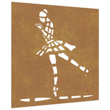 Garden Wall Decoration 55x55 cm Corten Steel Ballet Dancer Design - Front View