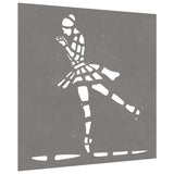 Garden Wall Decoration 55x55 cm Corten Steel Ballet Dancer Design - Side View