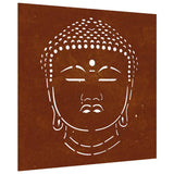 Garden Wall Decoration 55x55 cm Corten Steel Buddha Head Design