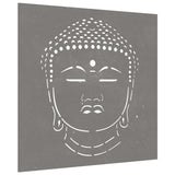Garden Wall Decoration 55x55 cm Corten Steel Buddha Head Design - Side View