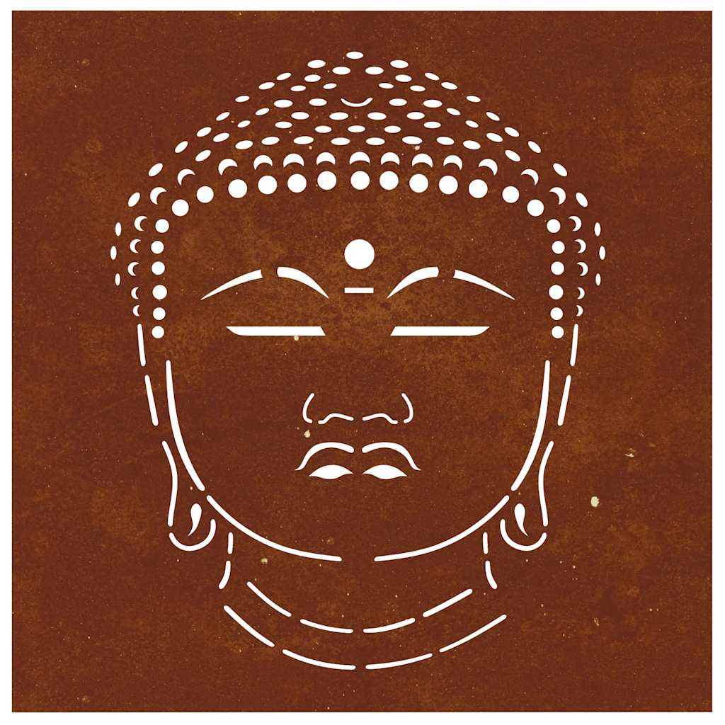 Garden Wall Decoration 55x55 cm Corten Steel Buddha Head Design