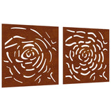Garden Wall Decorations 2 pcs 55x55 cm Corten Steel Rose Design