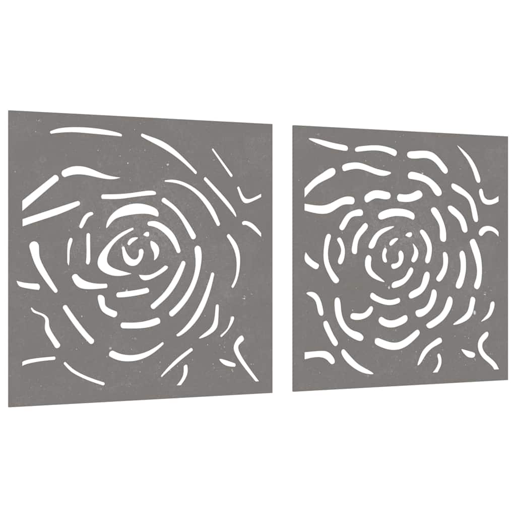 Garden Wall Decorations 2 pcs 55x55 cm Corten Steel Rose Design