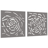 Garden Wall Decorations 2 pcs 55x55 cm Corten Steel Rose Design