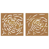 Garden Wall Decorations 2 pcs 55x55 cm Corten Steel Rose Design
