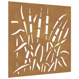 Garden Wall Decoration 55x55 cm Corten Steel Grass Design - Front View
