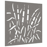 Garden Wall Decoration 55x55 cm Corten Steel Grass Design - Side View