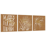 Garden Wall Decorations 3 pcs 55x55 cm Corten Steel Grass Design