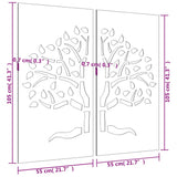 Garden Wall Decorations 2 pcs 105x55 cm Corten Steel Tree Design - Low Angle