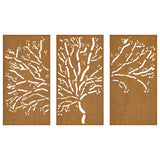 Garden Wall Decorations 3 pcs 105x55 cm Corten Steel Tree Design - 45-Degree Angle