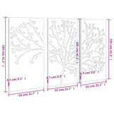 Garden Wall Decorations 3 pcs 105x55 cm Corten Steel Tree Design