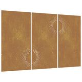 Garden Wall Decorations 3 pcs 105x55 cm Corten Steel Sun Design - Front View